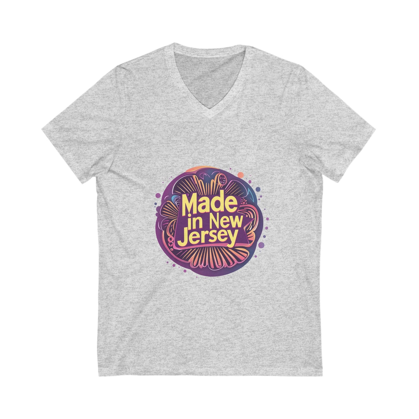 Made in Jersey Retro V-Neck T-Shirt | State Pride Vintage Design | Unisex V-Neck Tee