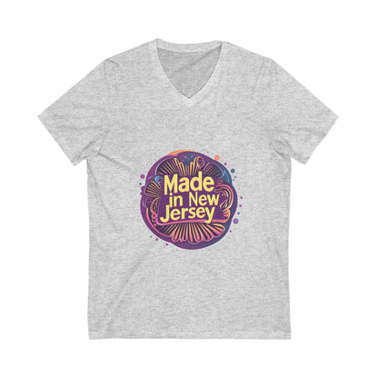 Made in Jersey Retro V-Neck T-Shirt | State Pride Vintage Design | Unisex V-Neck Tee
