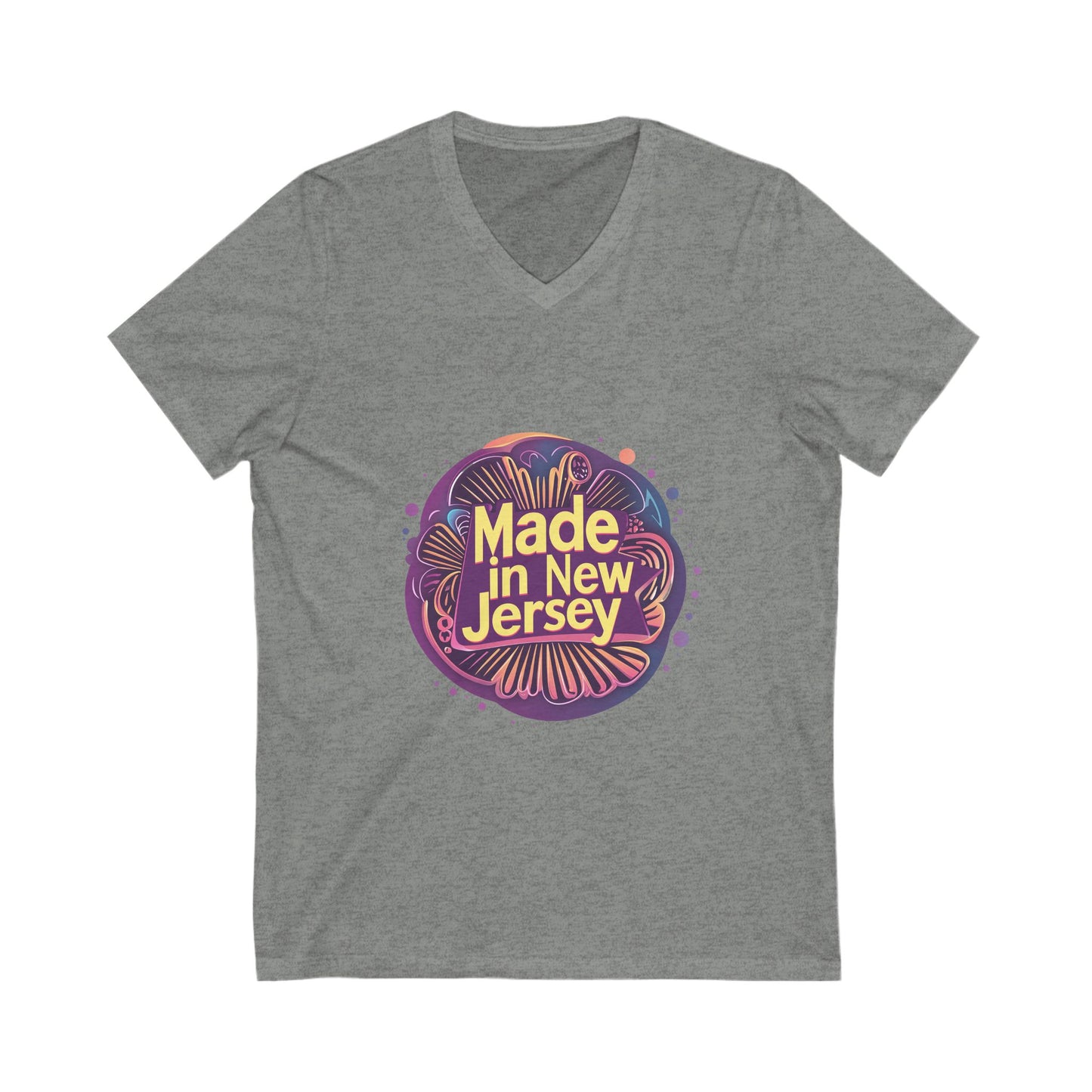 Made in Jersey Retro V-Neck T-Shirt | State Pride Vintage Design | Unisex V-Neck Tee