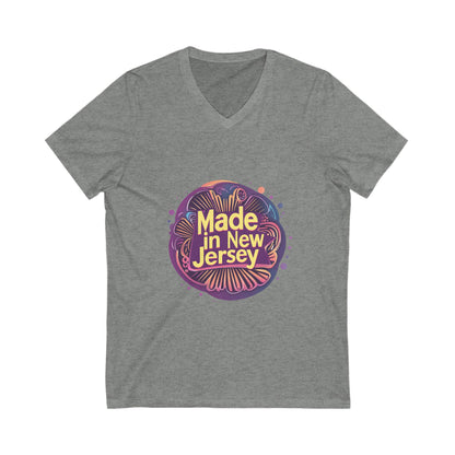 Made in Jersey Retro V-Neck T-Shirt | State Pride Vintage Design | Unisex V-Neck Tee