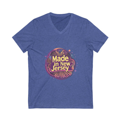 Made in Jersey Retro V-Neck T-Shirt | State Pride Vintage Design | Unisex V-Neck Tee