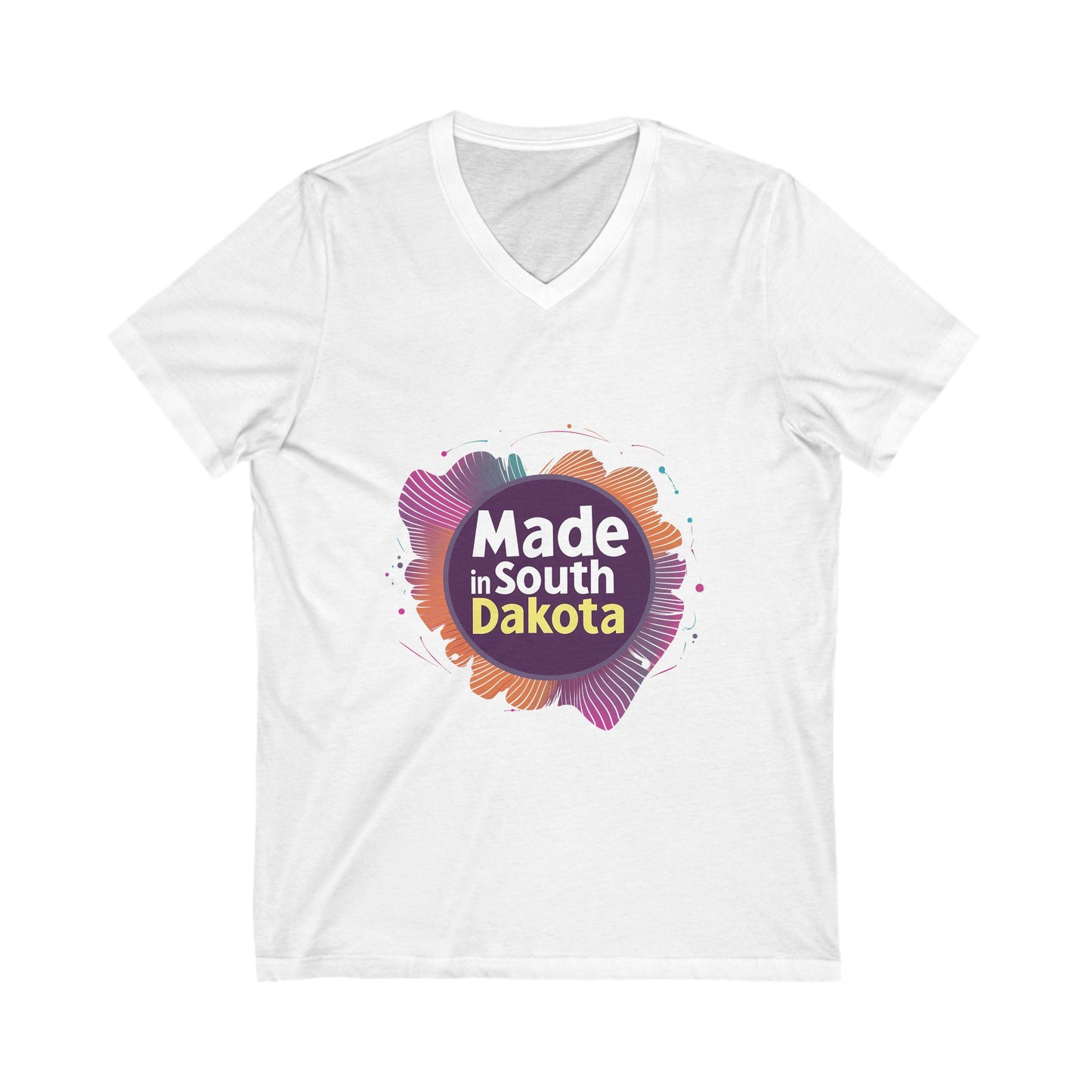 Made in South Dakota V-Neck T-Shirt | Retro State Pride Design | Gradient Circle Unisex Tee