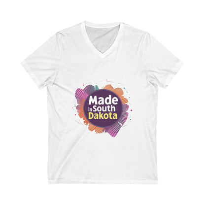 Made in South Dakota V-Neck T-Shirt | Retro State Pride Design | Gradient Circle Unisex Tee