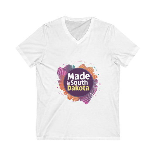 Made in South Dakota V-Neck T-Shirt | Retro State Pride Design | Gradient Circle Unisex Tee