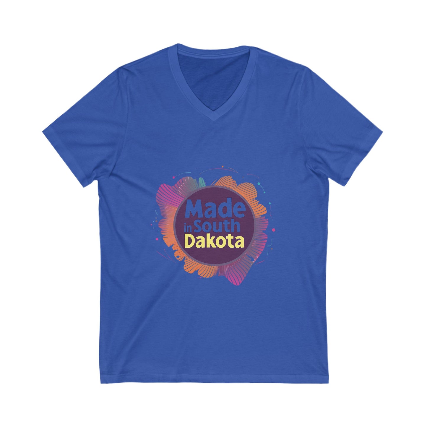 Made in South Dakota V-Neck T-Shirt | Retro State Pride Design | Gradient Circle Unisex Tee