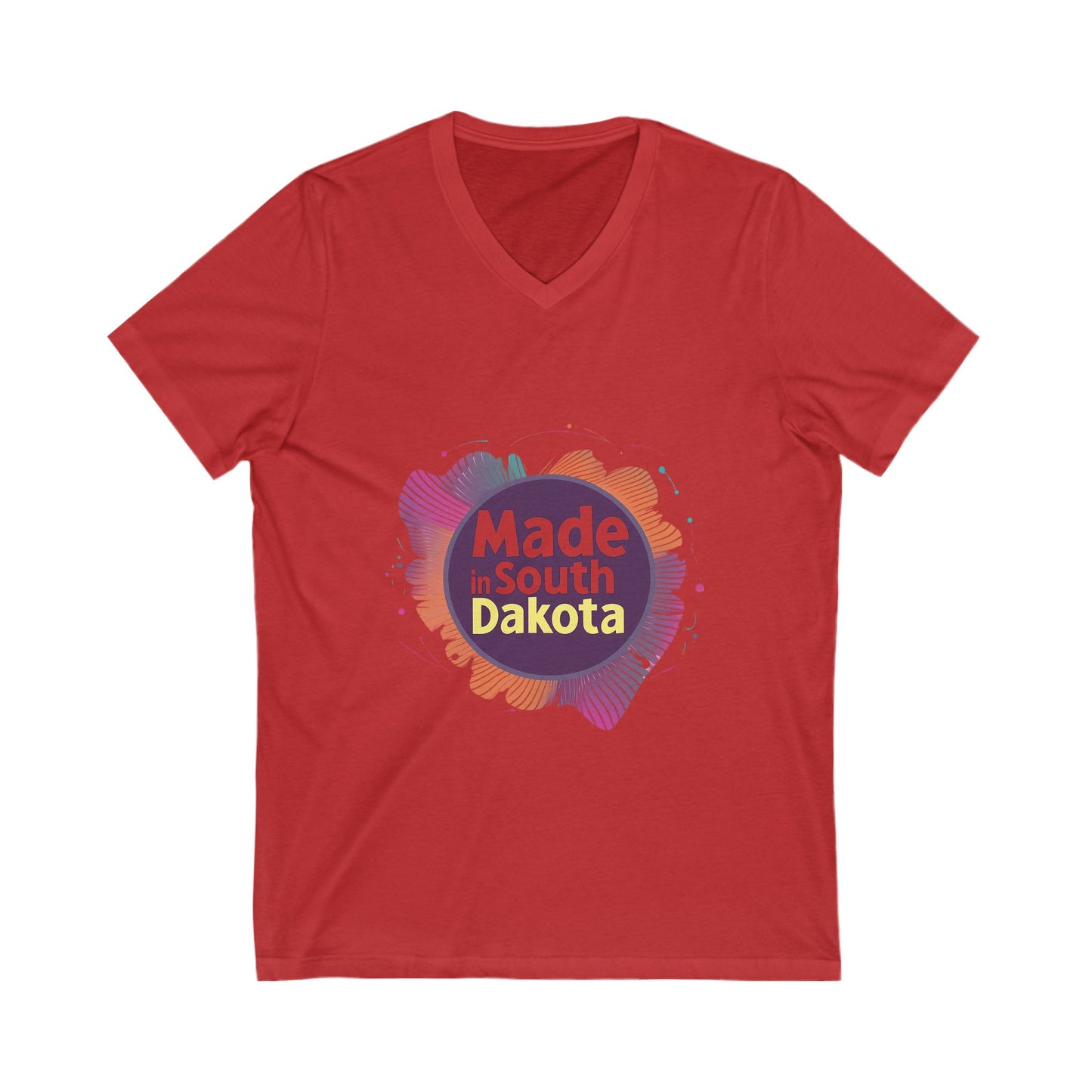 Made in South Dakota V-Neck T-Shirt | Retro State Pride Design | Gradient Circle Unisex Tee