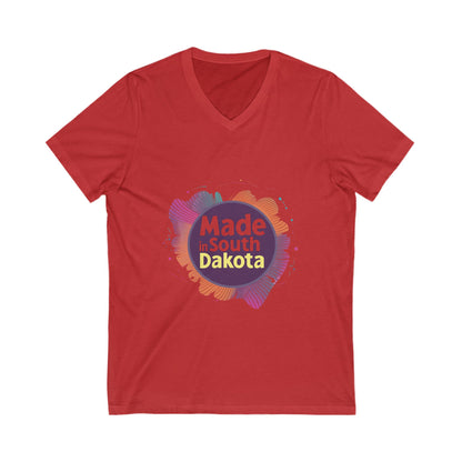 Made in South Dakota V-Neck T-Shirt | Retro State Pride Design | Gradient Circle Unisex Tee