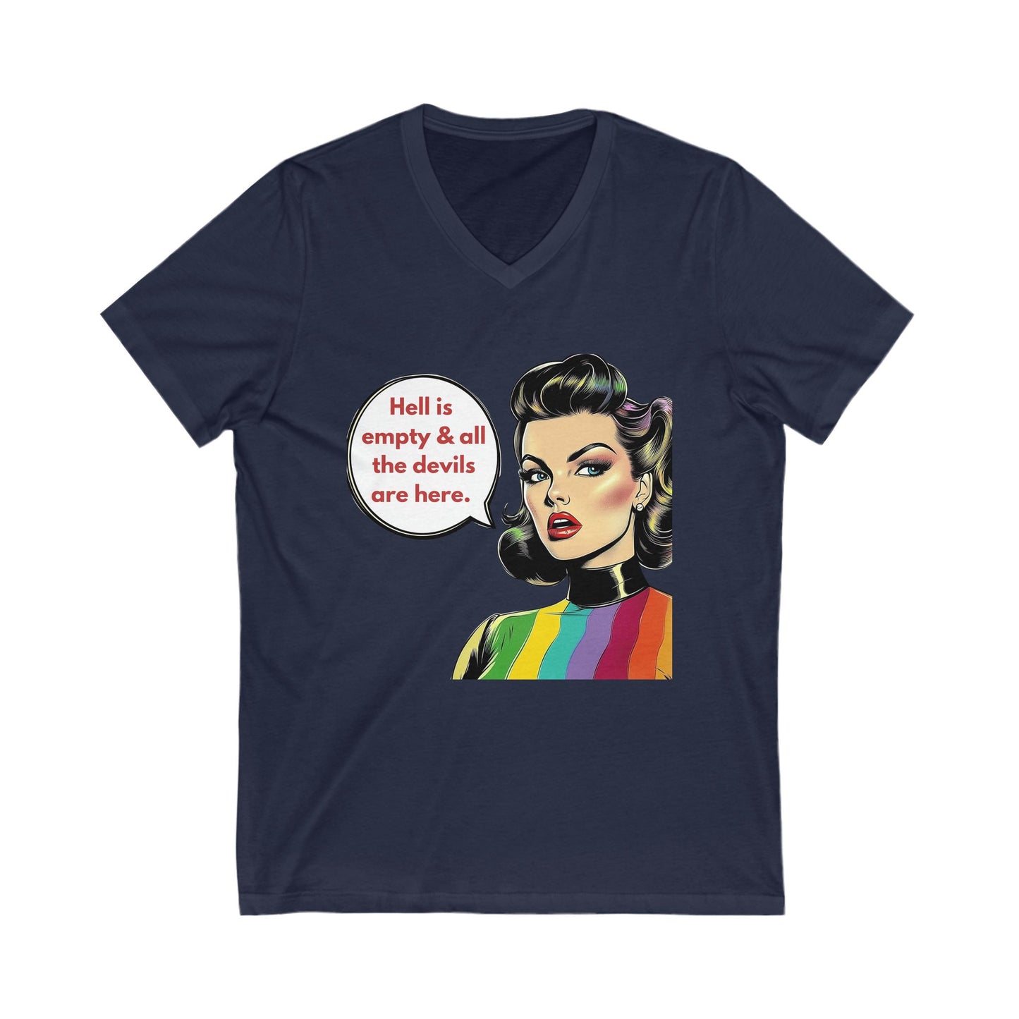 Retro Pride Devil Speech V-Neck Tee | LGBTQ+ Activist Quote T-Shirt