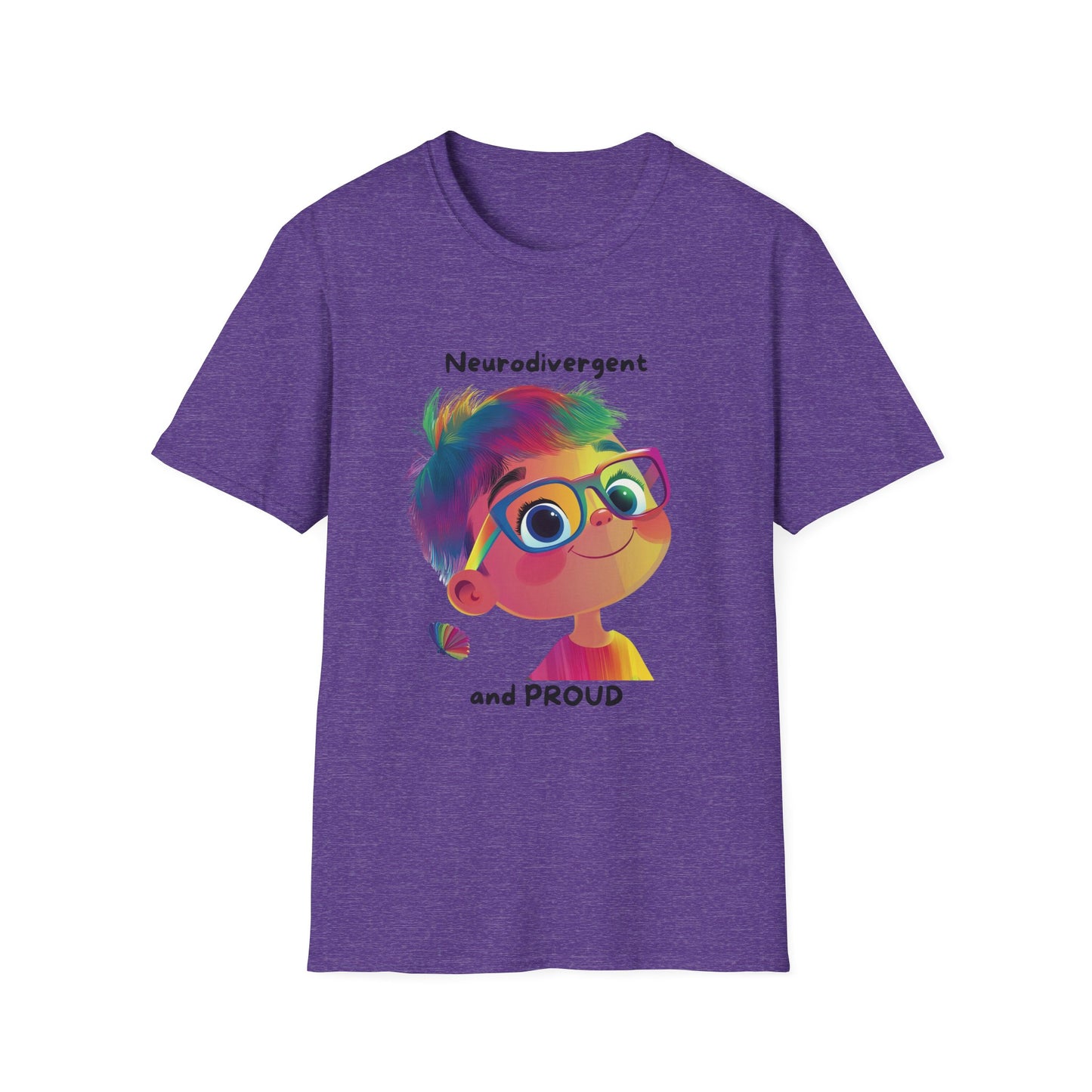 Neurodivergent and Proud Rainbow Character T-Shirt | Cute Neurodiversity Pride Tee