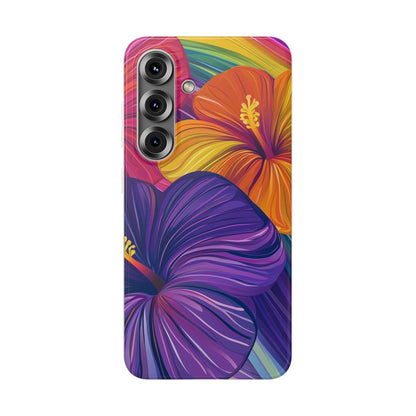 Tropical Hibiscus Rainbow Phone Case | Pride Floral Flexi Case