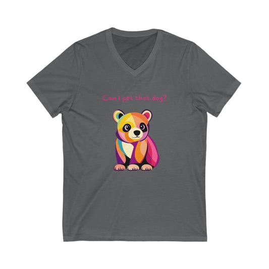 Kawaii Pet Dog V-Neck T-Shirt | Colorful Animal Lover Rainbow Panda Puppy Tee