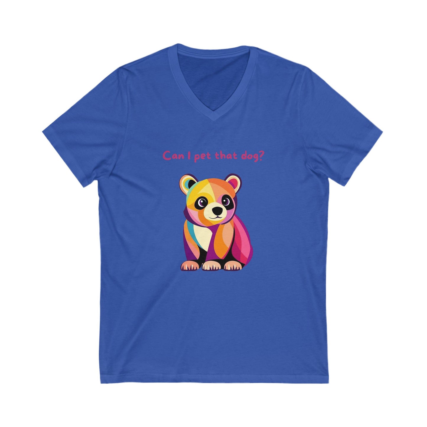 Kawaii Pet Dog V-Neck T-Shirt | Colorful Animal Lover Rainbow Panda Puppy Tee