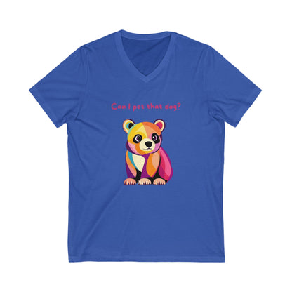 Kawaii Pet Dog V-Neck T-Shirt | Colorful Animal Lover Rainbow Panda Puppy Tee