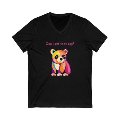 Kawaii Pet Dog V-Neck T-Shirt | Colorful Animal Lover Rainbow Panda Puppy Tee