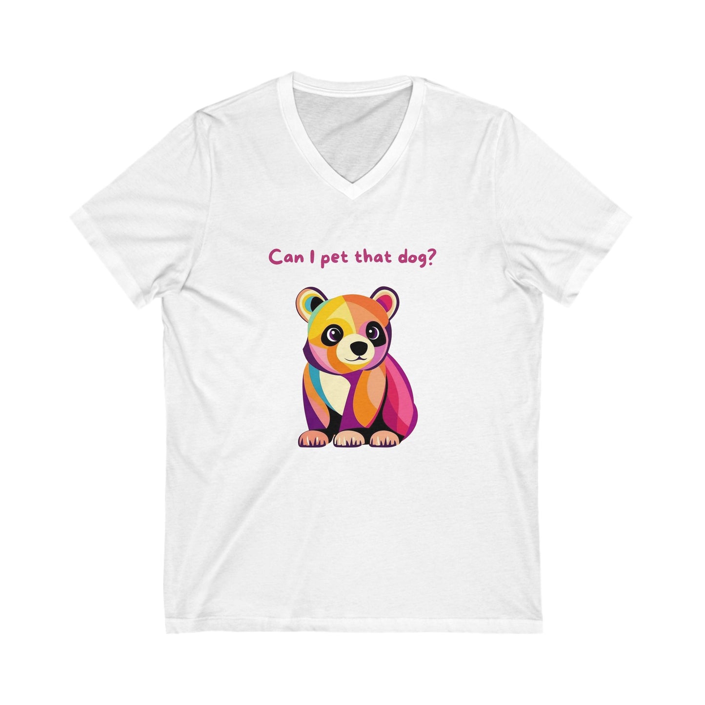Kawaii Pet Dog V-Neck T-Shirt | Colorful Animal Lover Rainbow Panda Puppy Tee