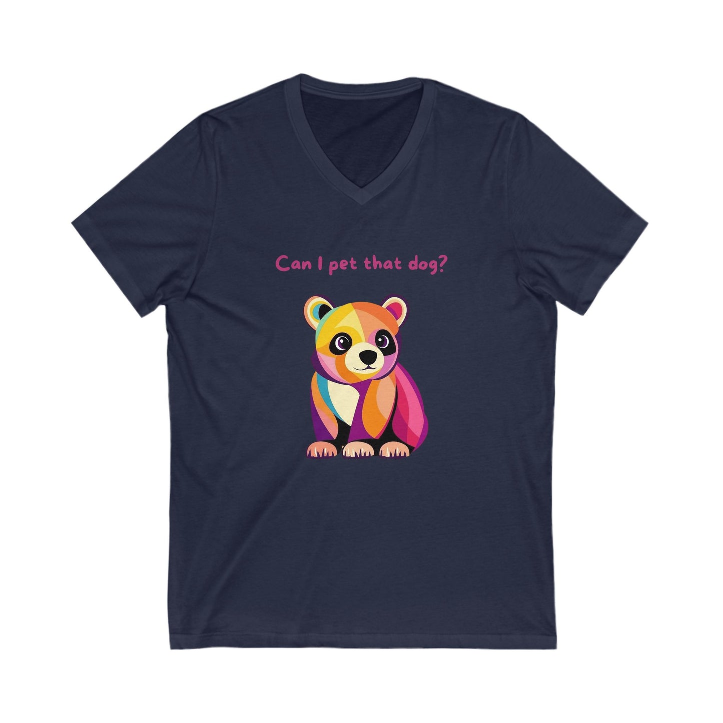 Kawaii Pet Dog V-Neck T-Shirt | Colorful Animal Lover Rainbow Panda Puppy Tee