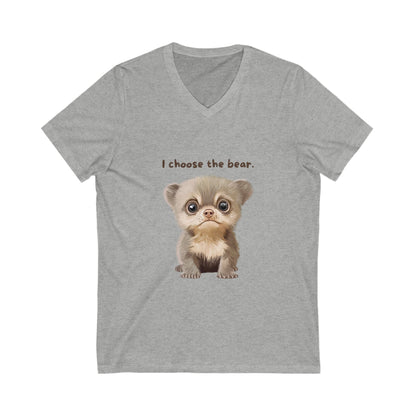 Cute Bear V-Neck T-Shirt | I Choose The Bear | Unisex Animal Lover Tee