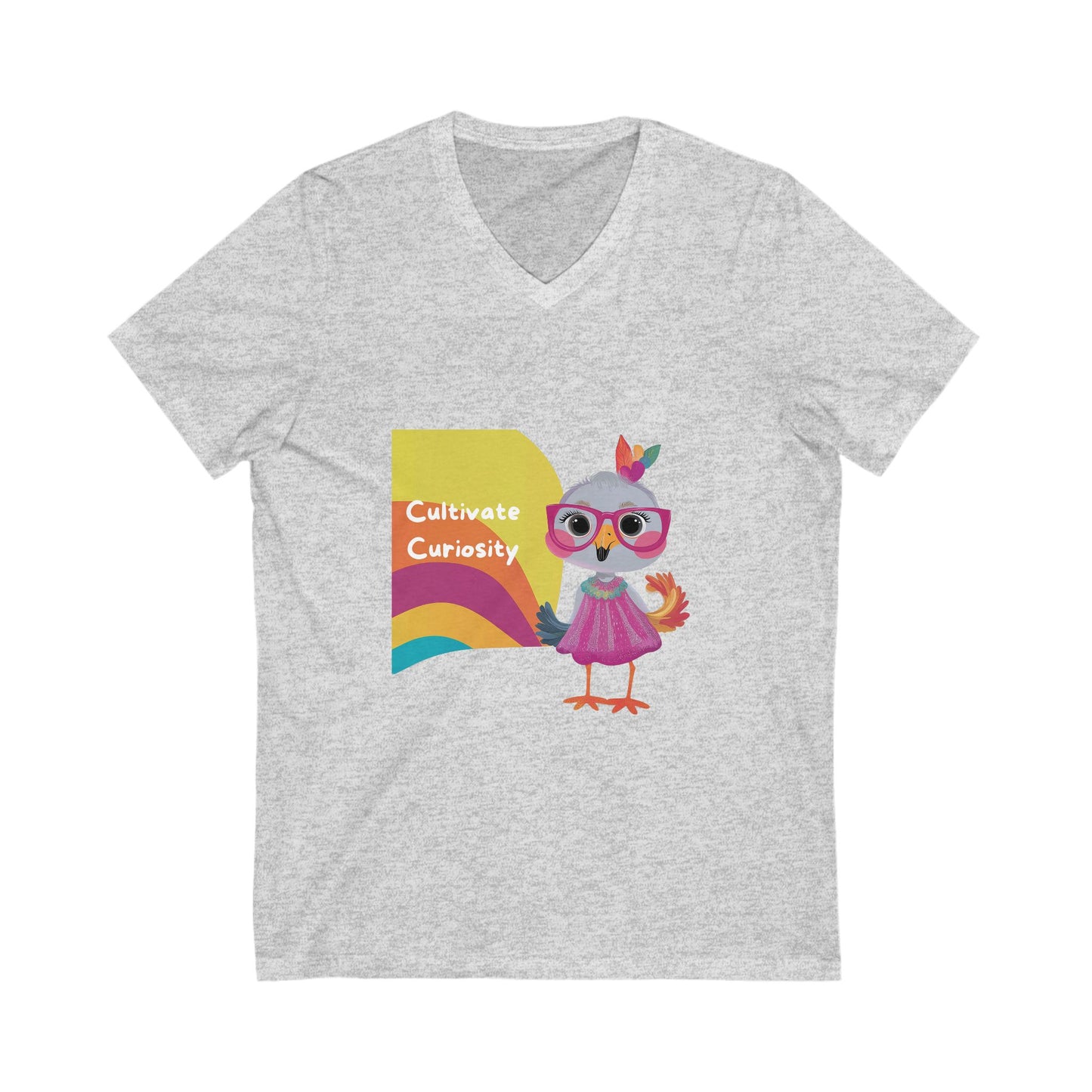 Cultivate Curiosity Owl Teacher V-Neck | LGBTQ+ Education Kawaii T-Shirt