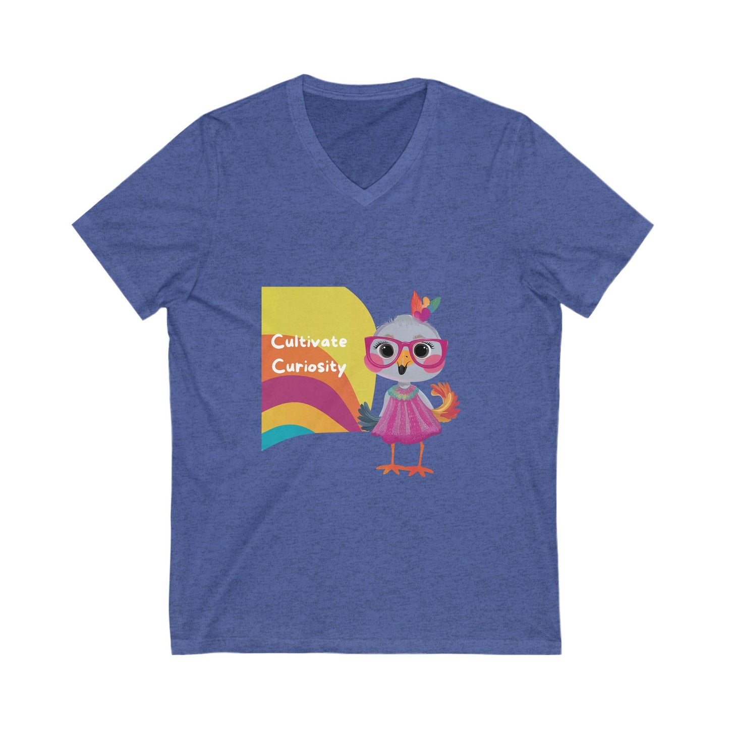 Cultivate Curiosity Owl Teacher V-Neck | LGBTQ+ Education Kawaii T-Shirt
