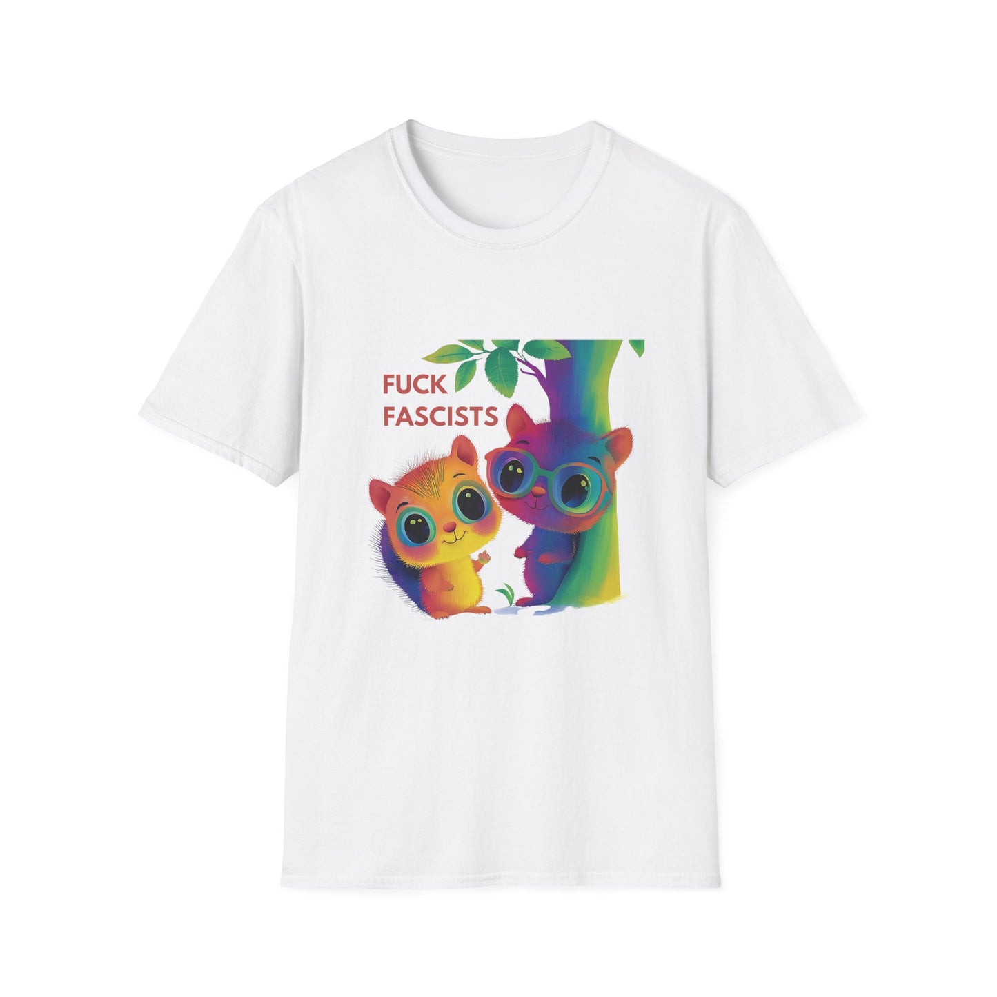 Rainbow Squirrels Anti-Fascist T-Shirt | Kawaii Activist Unisex Tee