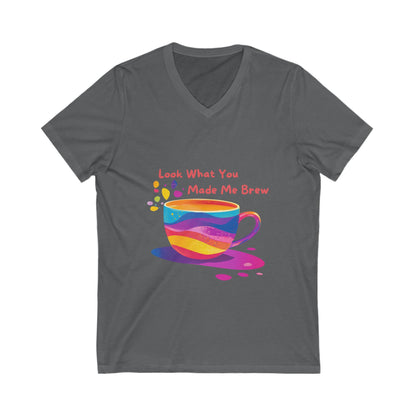 Rainbow Coffee Cup V-Neck T-Shirt | LGBTQ Pride Coffee Lover Gift | Unisex Pride Tee
