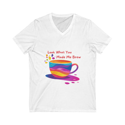 Rainbow Coffee Cup V-Neck T-Shirt | LGBTQ Pride Coffee Lover Gift | Unisex Pride Tee