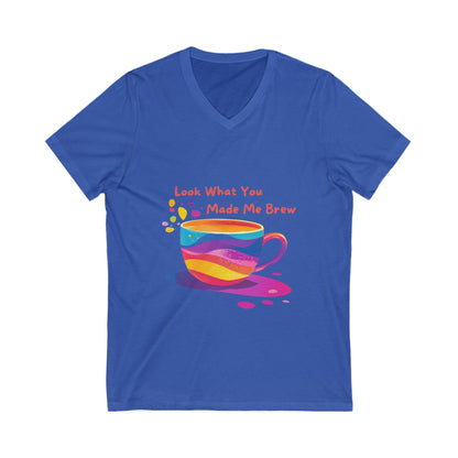 Rainbow Coffee Cup V-Neck T-Shirt | LGBTQ Pride Coffee Lover Gift | Unisex Pride Tee
