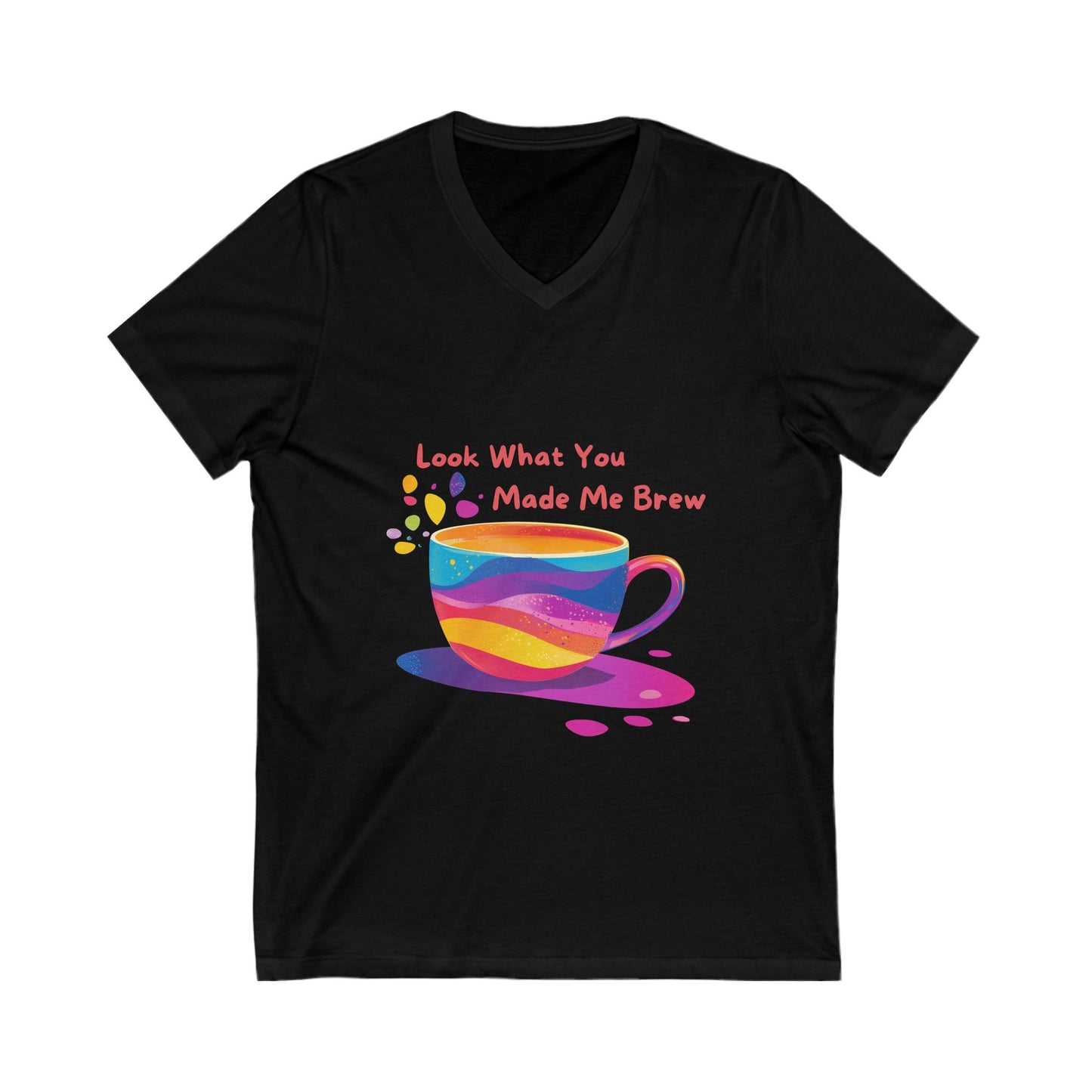 Rainbow Coffee Cup V-Neck T-Shirt | LGBTQ Pride Coffee Lover Gift | Unisex Pride Tee