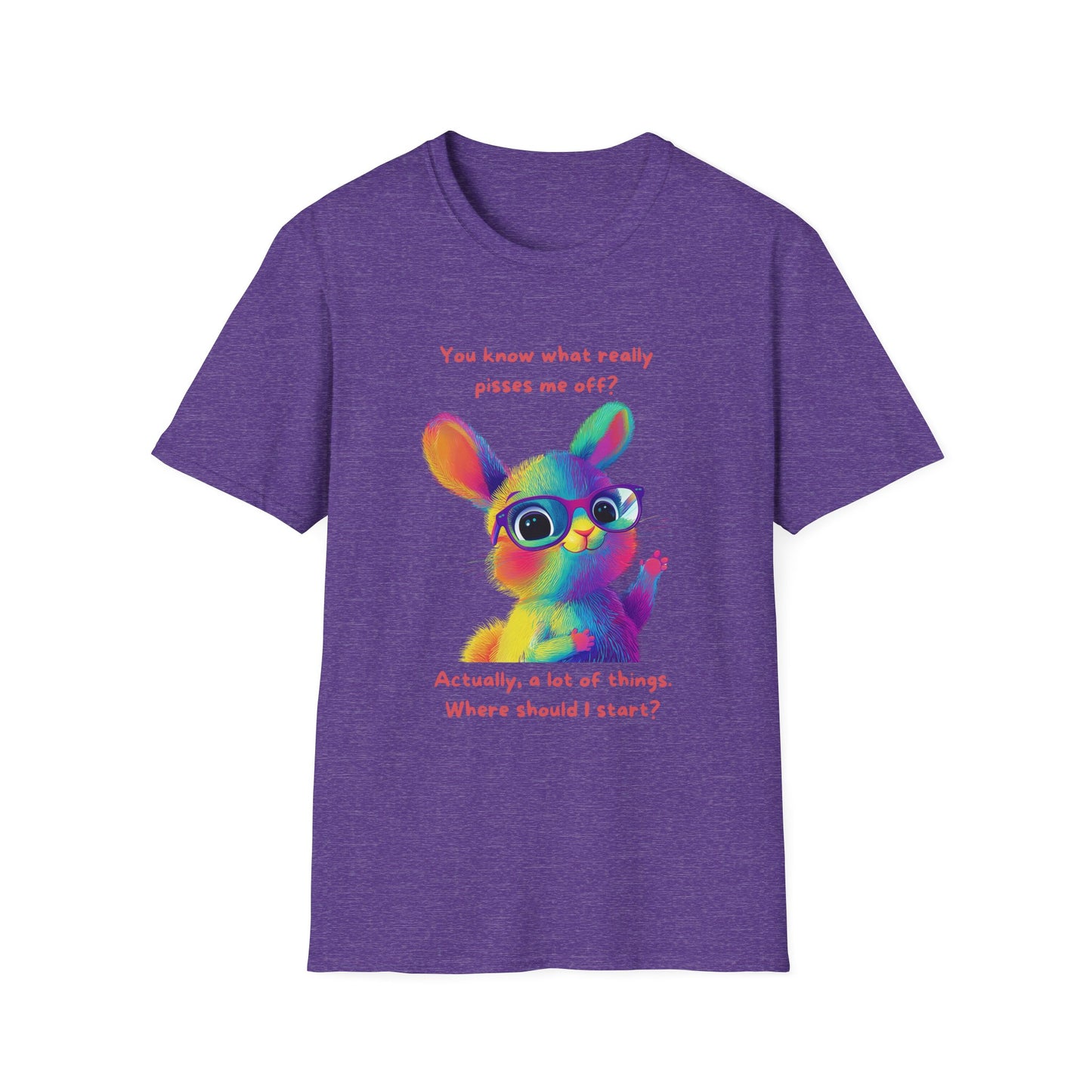 Rainbow Bunny Attitude T-Shirt | Sassy Pet Graphic Tee