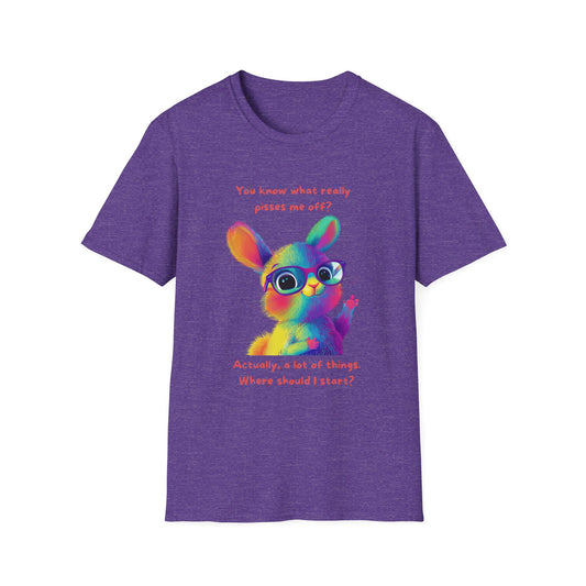 Rainbow Bunny Attitude T-Shirt | Sassy Pet Graphic Tee