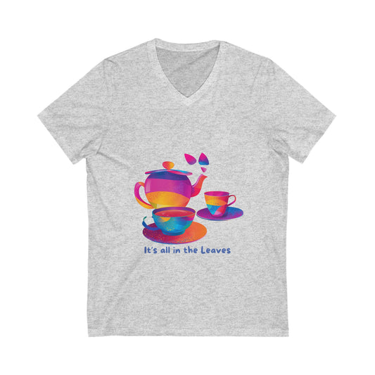 Rainbow Tea Reading V-Neck T-Shirt | LGBTQ+ Mystical Teapot Design | Inclusive Tea Lover Gift