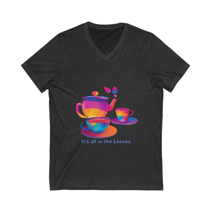 Rainbow Tea Reading V-Neck T-Shirt | LGBTQ+ Mystical Teapot Design | Inclusive Tea Lover Gift