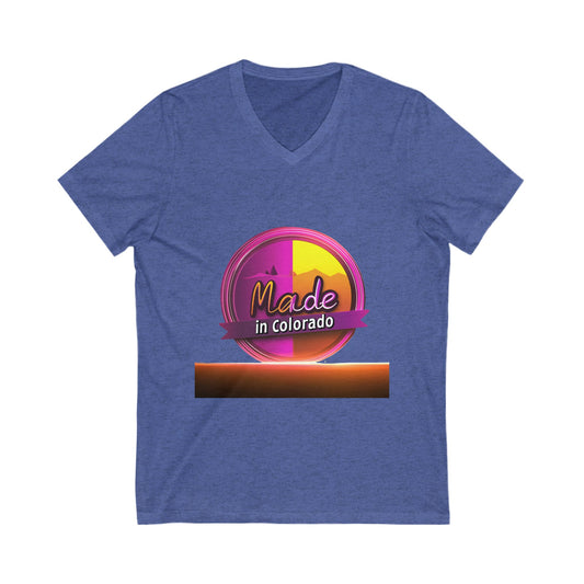 Made in Colorado V-Neck T-Shirt | Mountain Sunset Pride | State Local Design