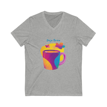 Deja Brew V-Neck T-Shirt | Mystic Coffee Mug Design | Kawaii Coffee Lover Gift