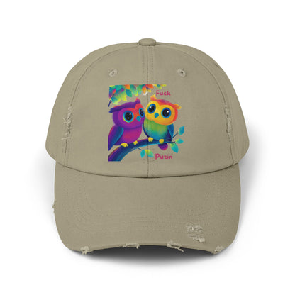 Rainbow Owl Couple Distressed Dad Hat | LGBTQ+ Pride Cap