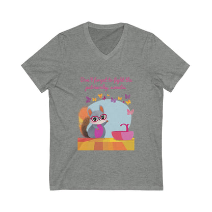 Feminist Squirrel V-Neck T-Shirt | Cute Patriarchy Fighter | Kawaii Activist Tee