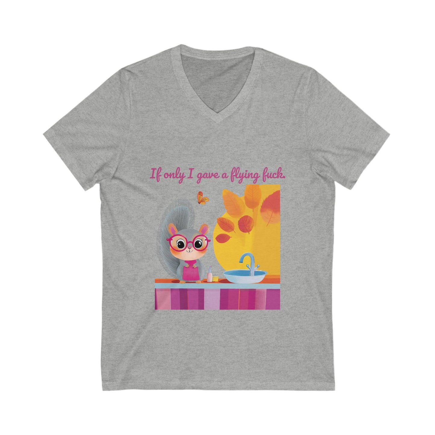 Sarcastic Cat V-Neck T-Shirt | Kawaii Attitude Unisex Tee | Cute Sassy Cat Design