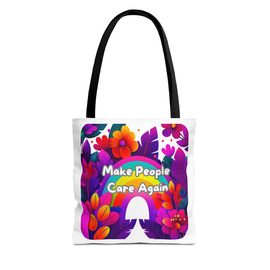 Make People Care Again Floral Tote Bag | Kawaii Activism Accessory