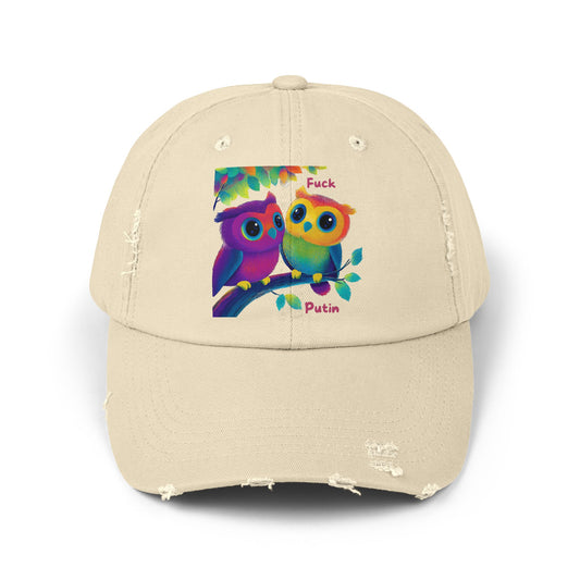 Rainbow Owl Couple Distressed Dad Hat | LGBTQ+ Pride Cap