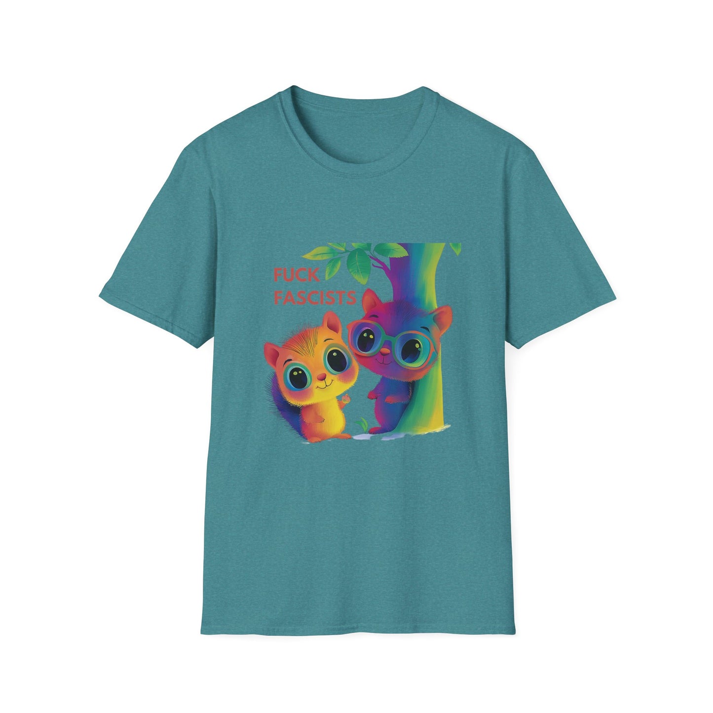Rainbow Squirrels Anti-Fascist T-Shirt | Kawaii Activist Unisex Tee