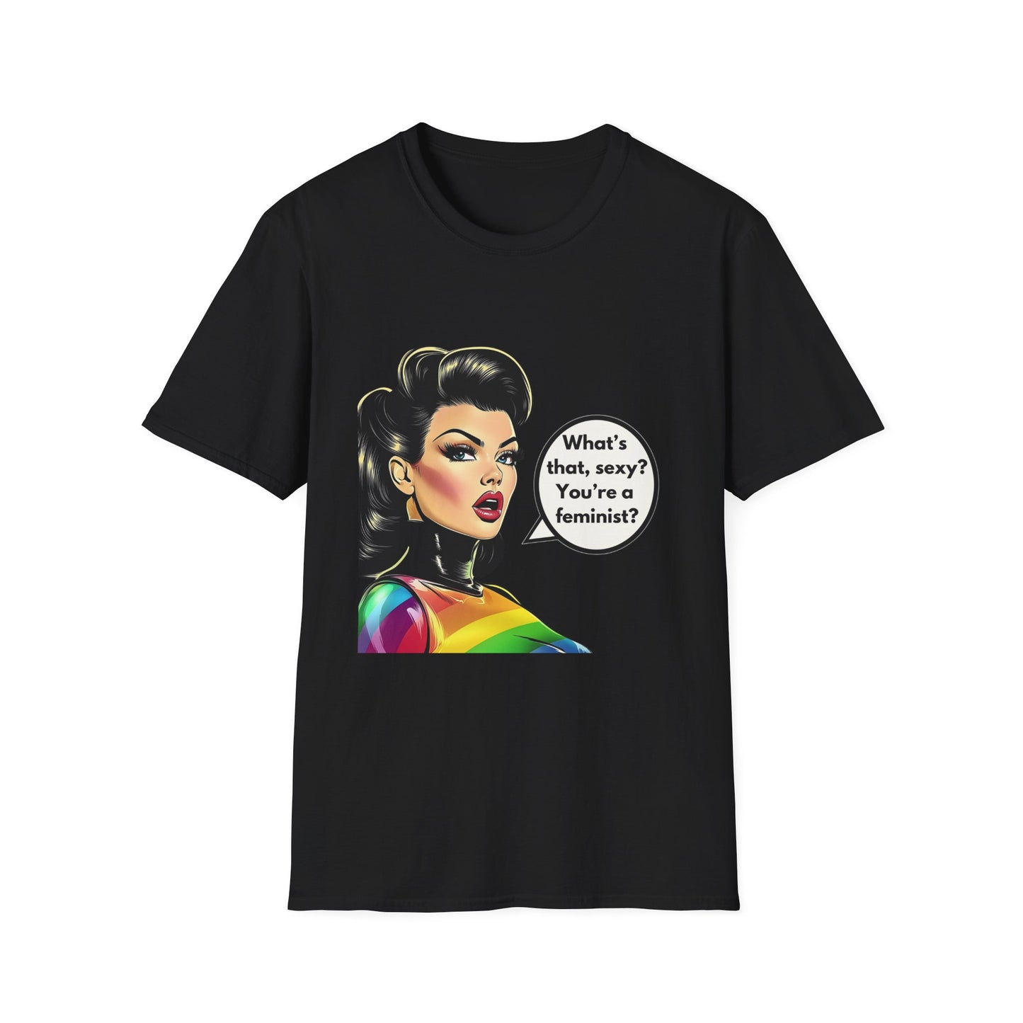 Feminist Pin Up Rainbow T-Shirt | LGBTQ+ Pride Statement Tee