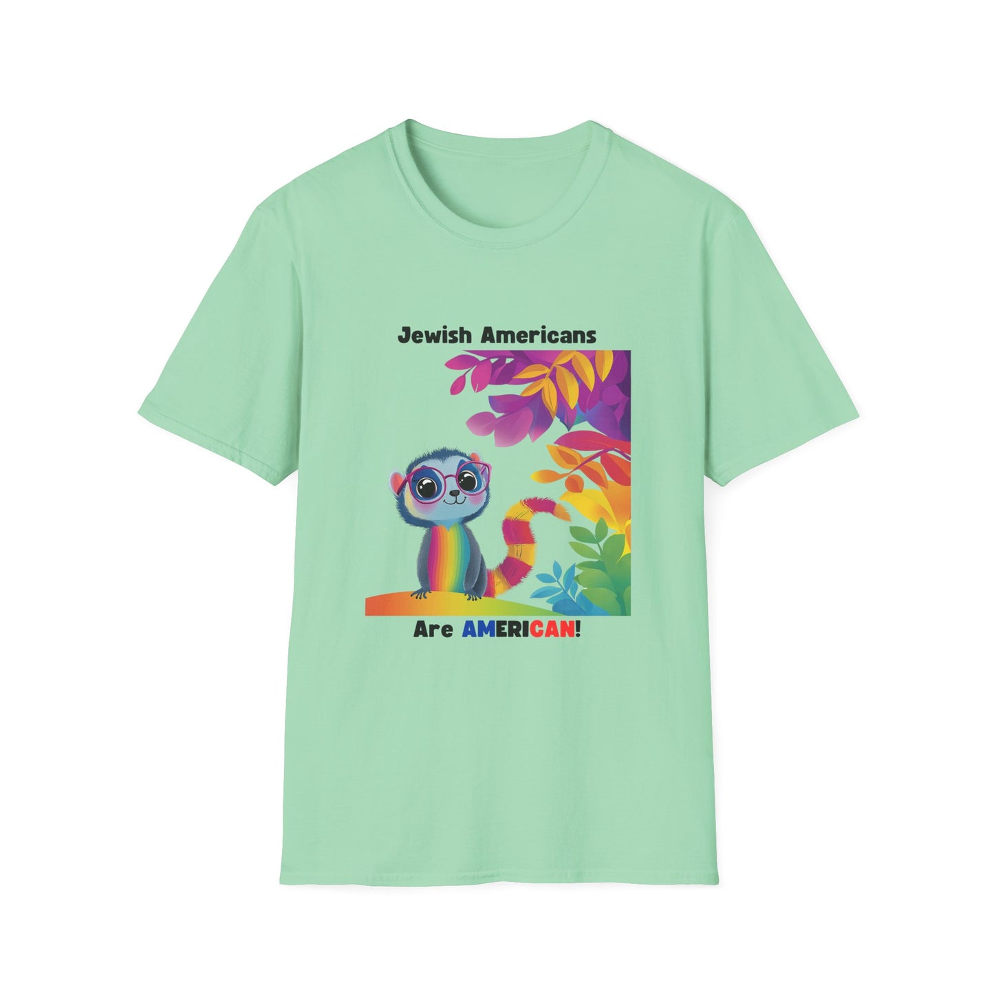 Rainbow Lemur Jewish Pride T-Shirt | Kawaii Activist Unisex Tee | Jewish American Solidarity