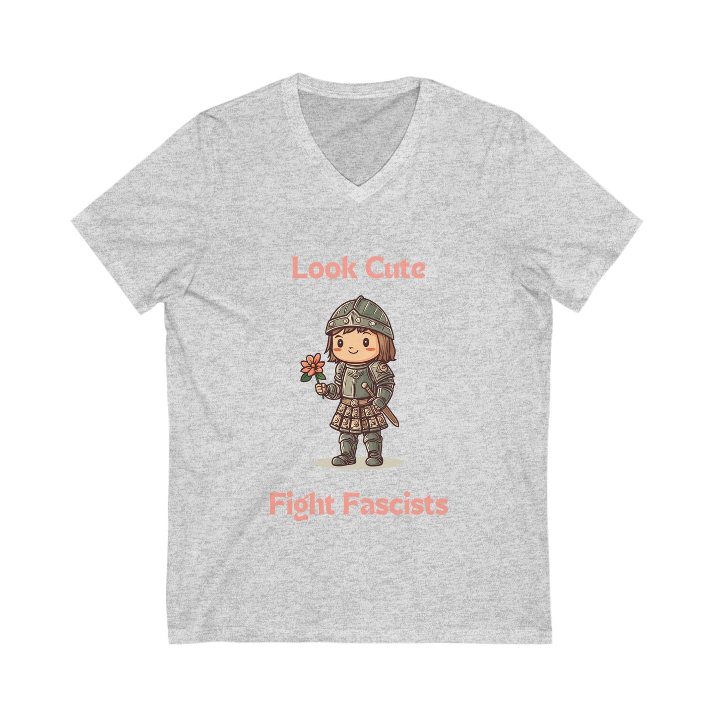 Kawaii Activist V-Neck T-Shirt | Cute Warrior Design | Resistance Art Unisex Tee