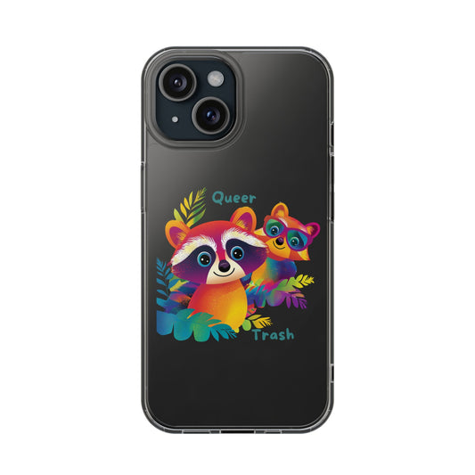 Rainbow Raccoon Queer Trash Clear Phone Case | LGBTQ+ Pride Gift