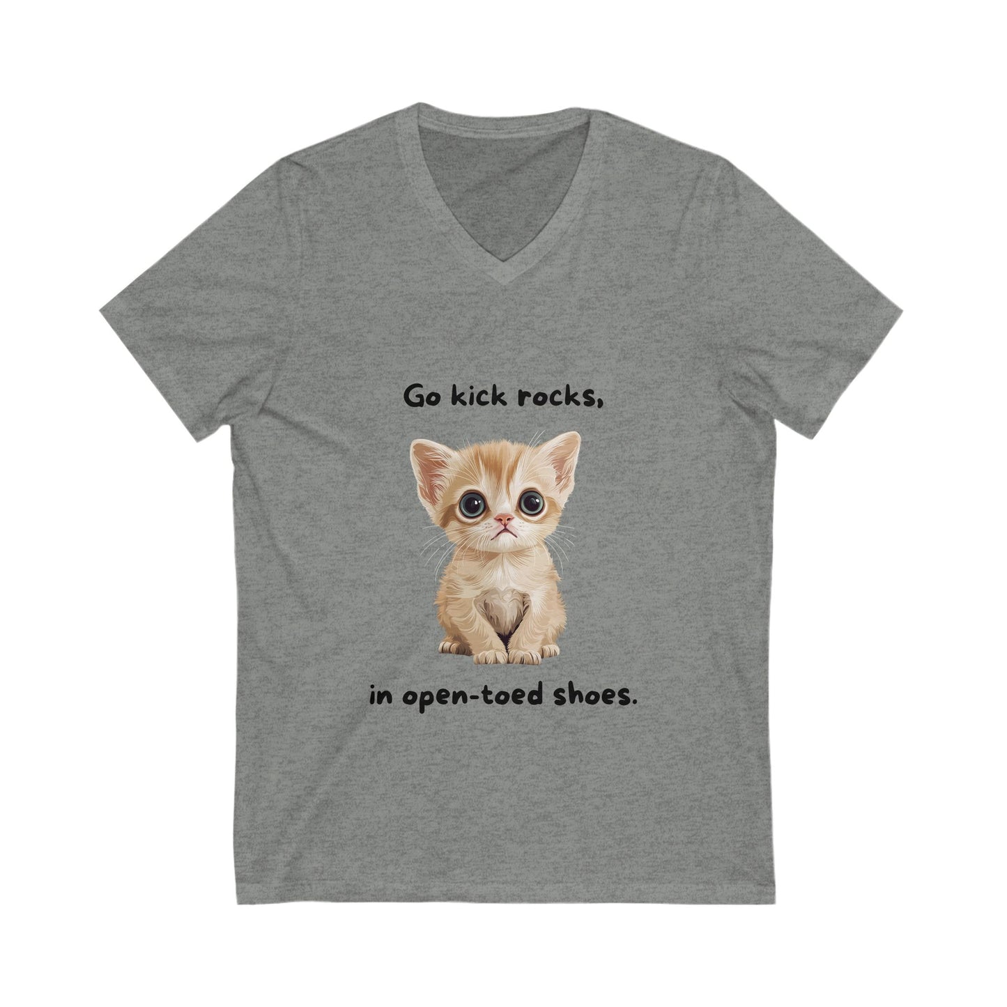 Cute Activist Cat V-Neck T-Shirt | Sassy Kitten Safety Message | Kawaii Protest Unisex Tee