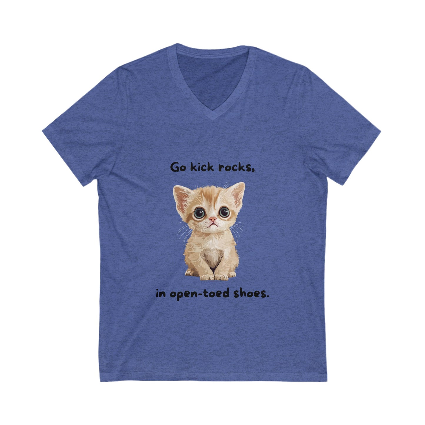 Cute Activist Cat V-Neck T-Shirt | Sassy Kitten Safety Message | Kawaii Protest Unisex Tee