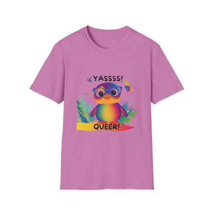 Rainbow Penguin YASSSS QUEER T-Shirt | Cute Pride LGBTQ+ Kawaii Tee