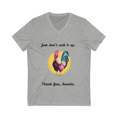 Funny Rooster V-Neck T-Shirt | Farm Life Humor | Vintage Style Chicken Tee