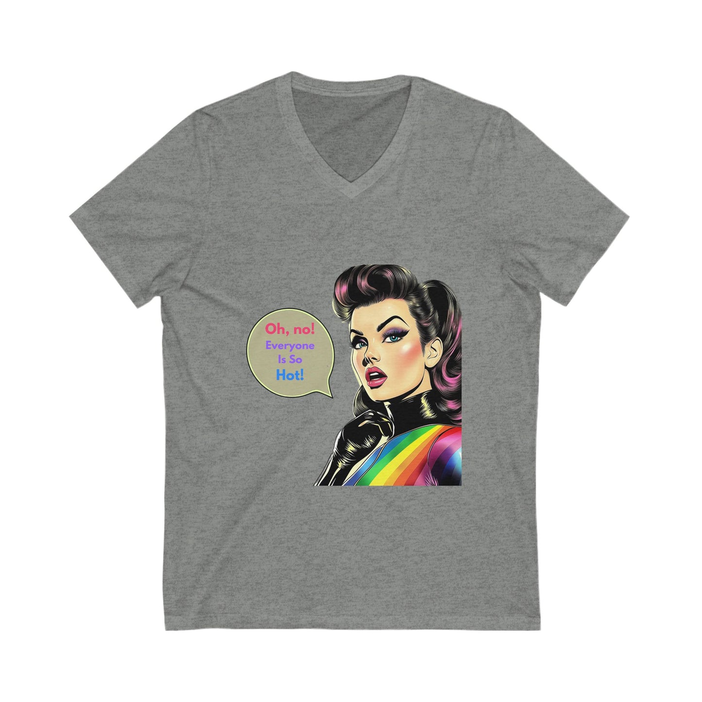 Retro Pop Art LGBTQ+ Rainbow V-Neck Tee | Pride Fashion