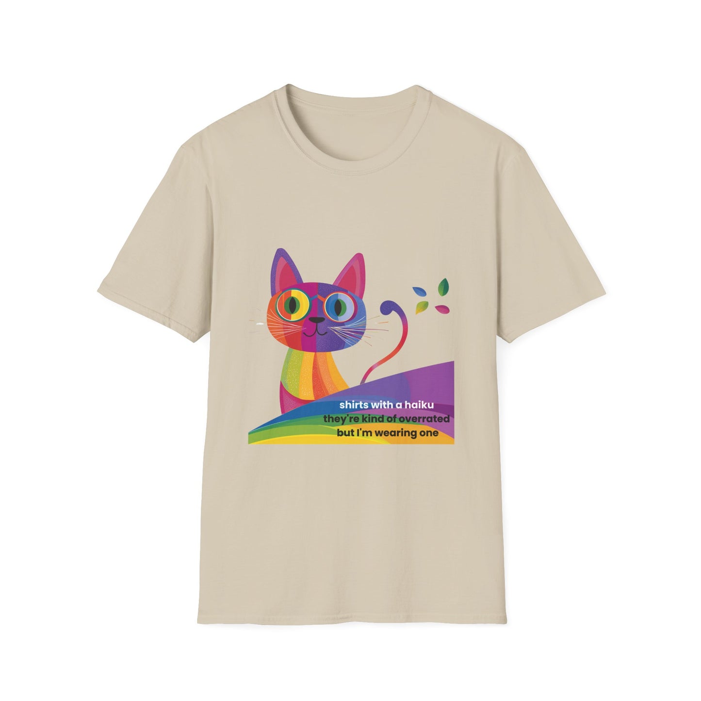 Rainbow Cat Haiku T-Shirt | Kawaii Literary Cat Unisex Tee
